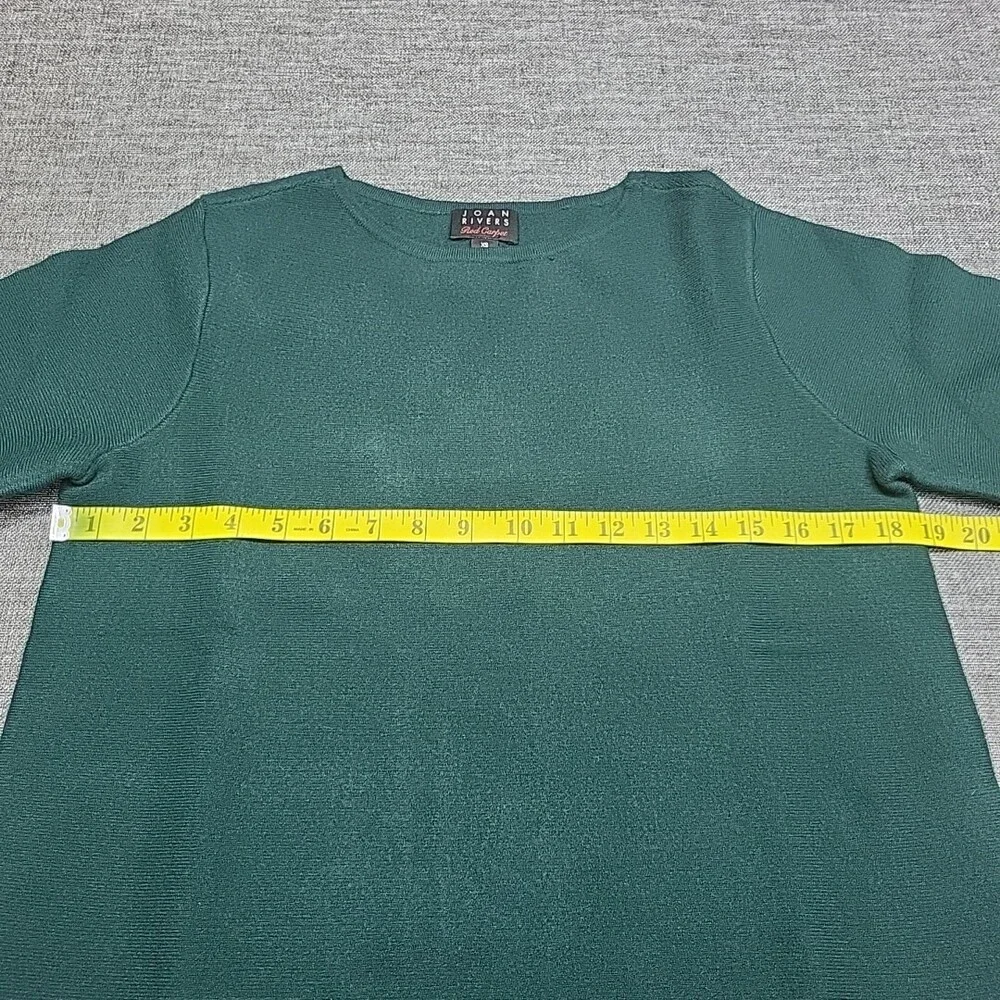 Joan Rivers Red Carpet 3/4 Sleeve Sweater with Fringe X-Small Size Green Top